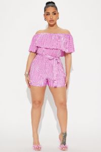 Kelly Plisse Romper - Rose sold by Fashion Nova