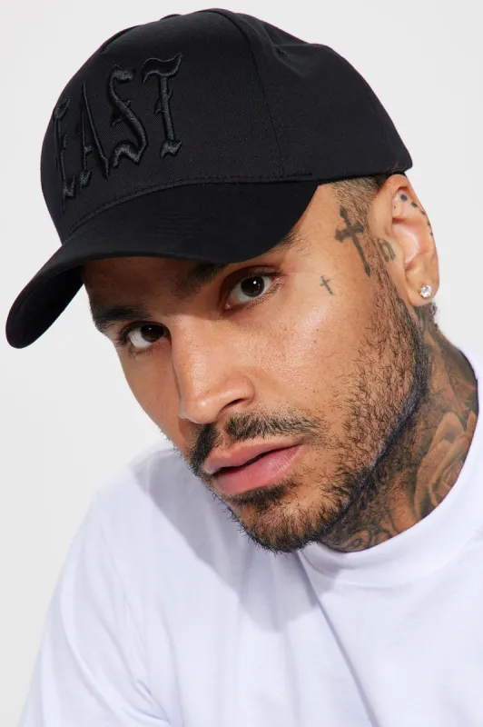 East Side Snapback Hat - Black/Black sold by Fashion Nova