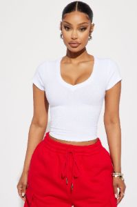 Sade Ribbed Crew Neck Top - White sold by Fashion Nova