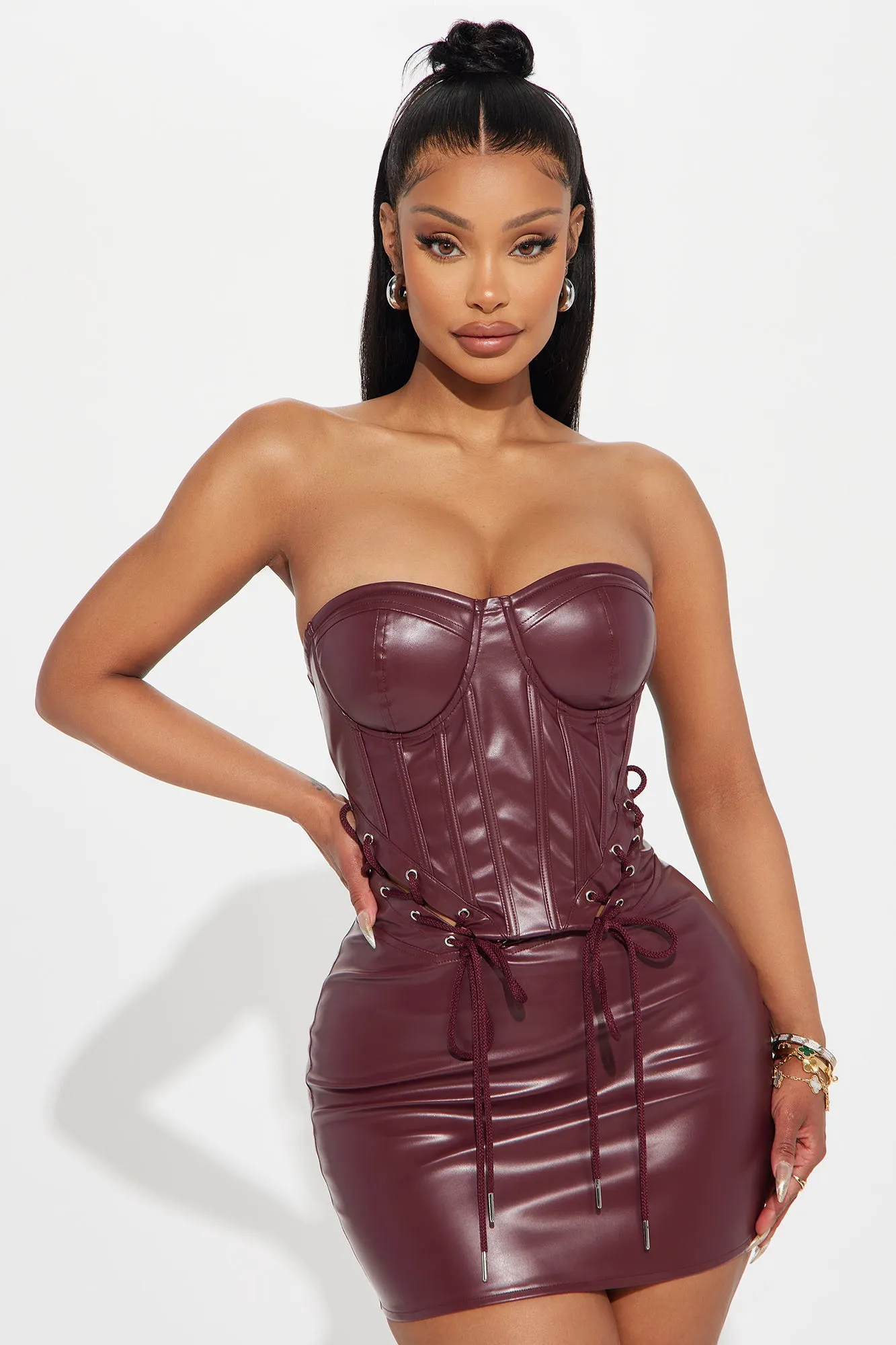 Can't Look Away Micro Mini Dress - Wine sold by Fashion Nova