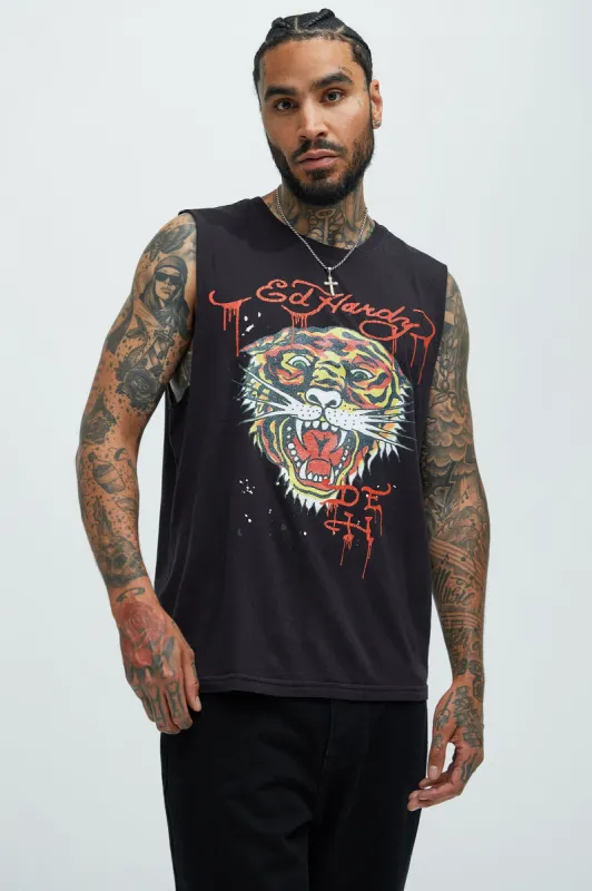 Ed Hardy Retro Tiger Sleeveless Tee - Black sold by Fashion Nova