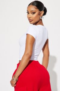 Sade Ribbed Crew Neck Top - White sold by Fashion Nova