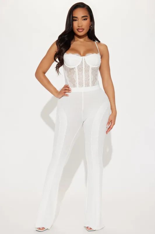 Feelin' It Ribbed Flare Pant - Ivory sold by Fashion Nova