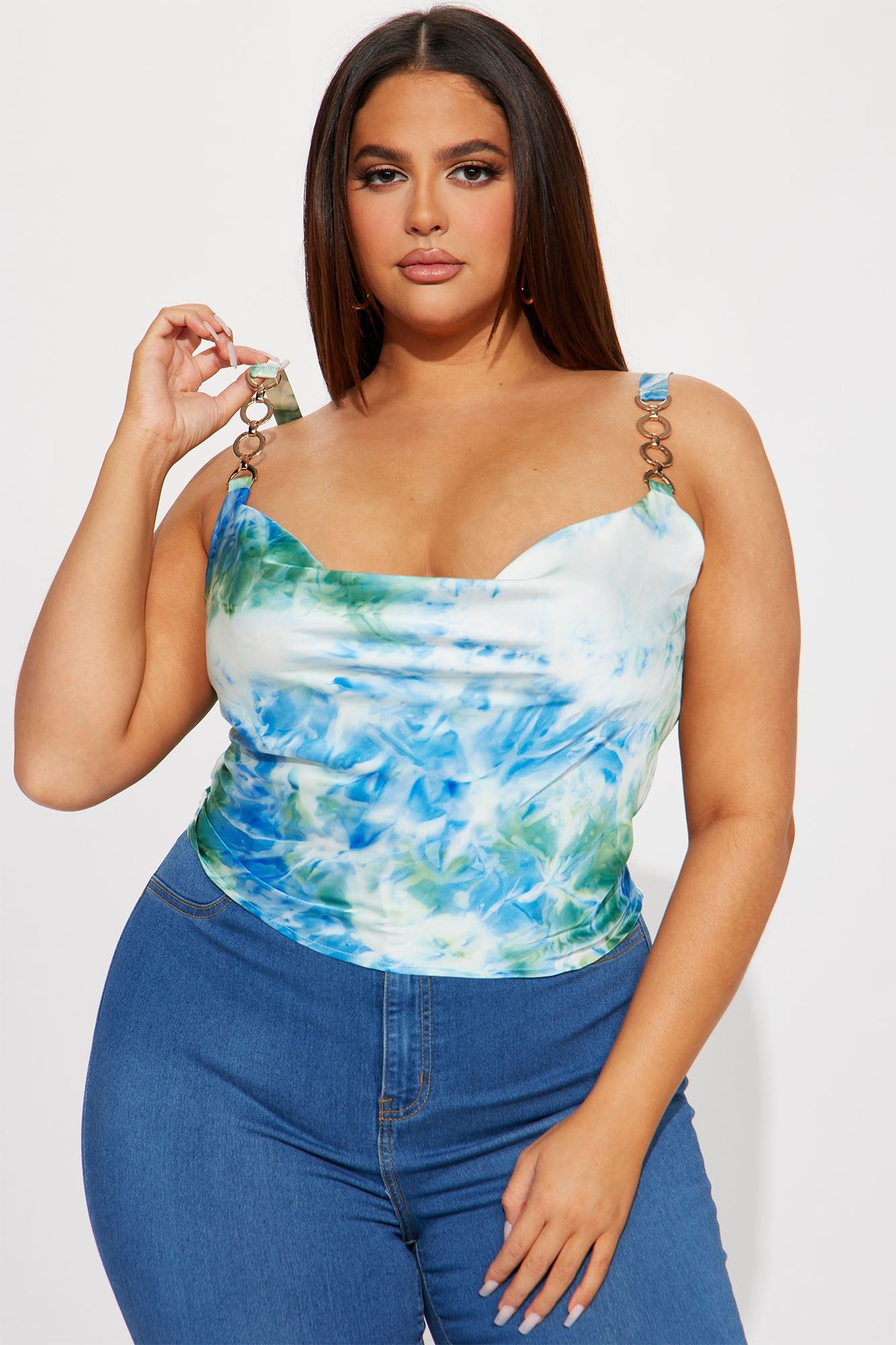 Chelina Satin Top - Blue/combo sold by Fashion Nova product image thumbnail 5