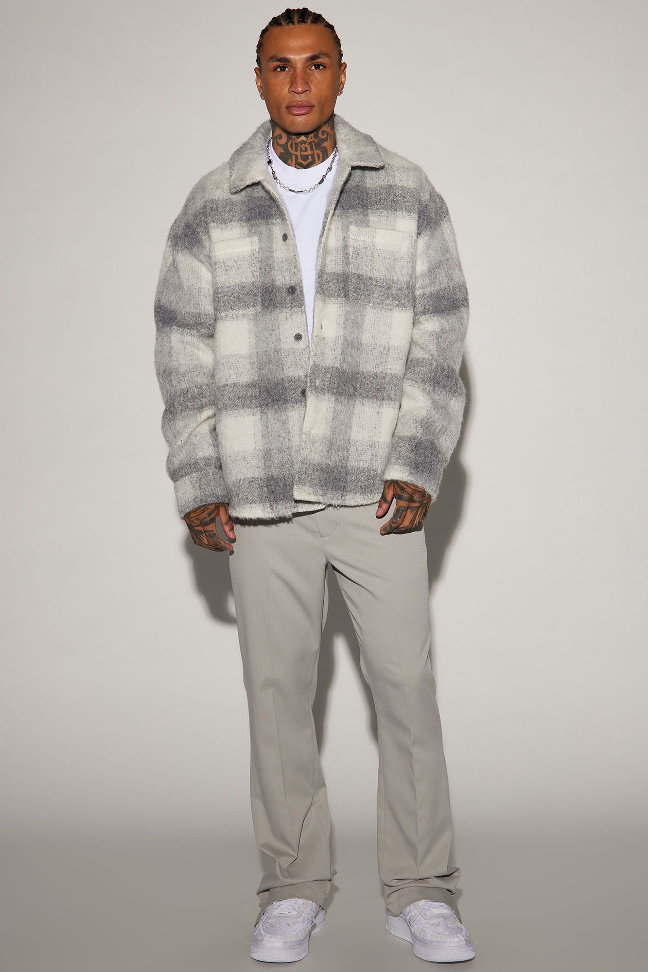 Move Up Plaid Shacket - Grey/Grey sold by Fashion Nova product image thumbnail 2