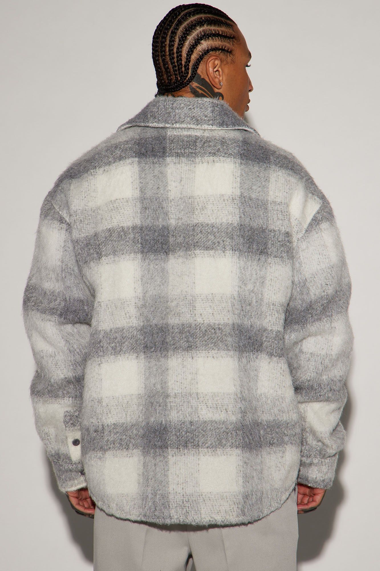 Move Up Plaid Shacket - Grey/Grey sold by Fashion Nova product image thumbnail 4
