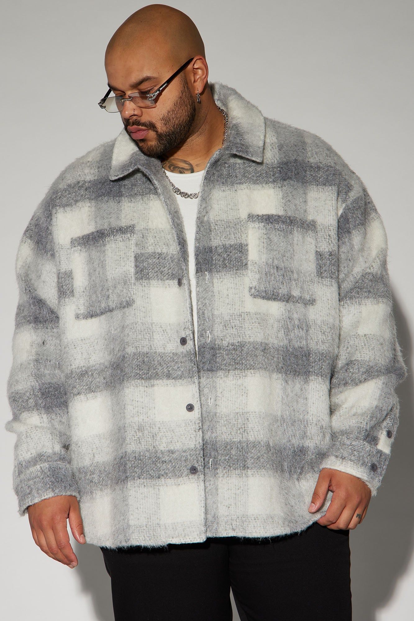 Move Up Plaid Shacket - Grey/Grey sold by Fashion Nova product image thumbnail 5