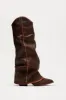 Mason Overlay Boots - Brown sold by Fashion Nova