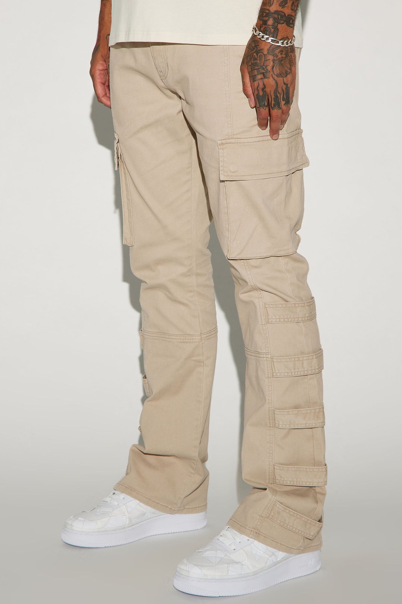 Cadell Stacked Slim Flare Cargo Pants - Tan sold by Fashion Nova