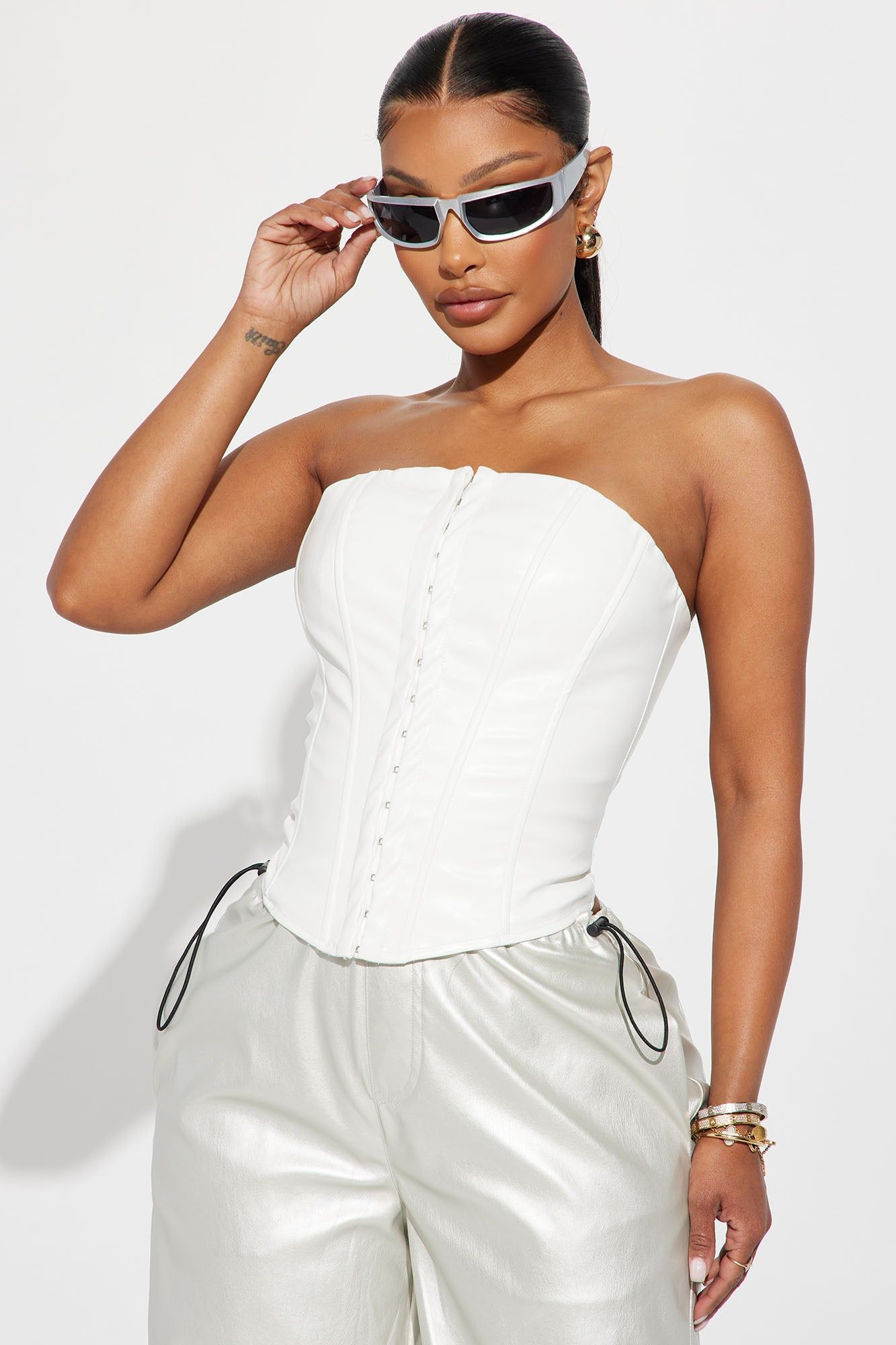 Glam Babe Corset Top - White sold by Fashion Nova