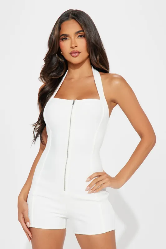 My Best Side Bandage Romper - White sold by Fashion Nova