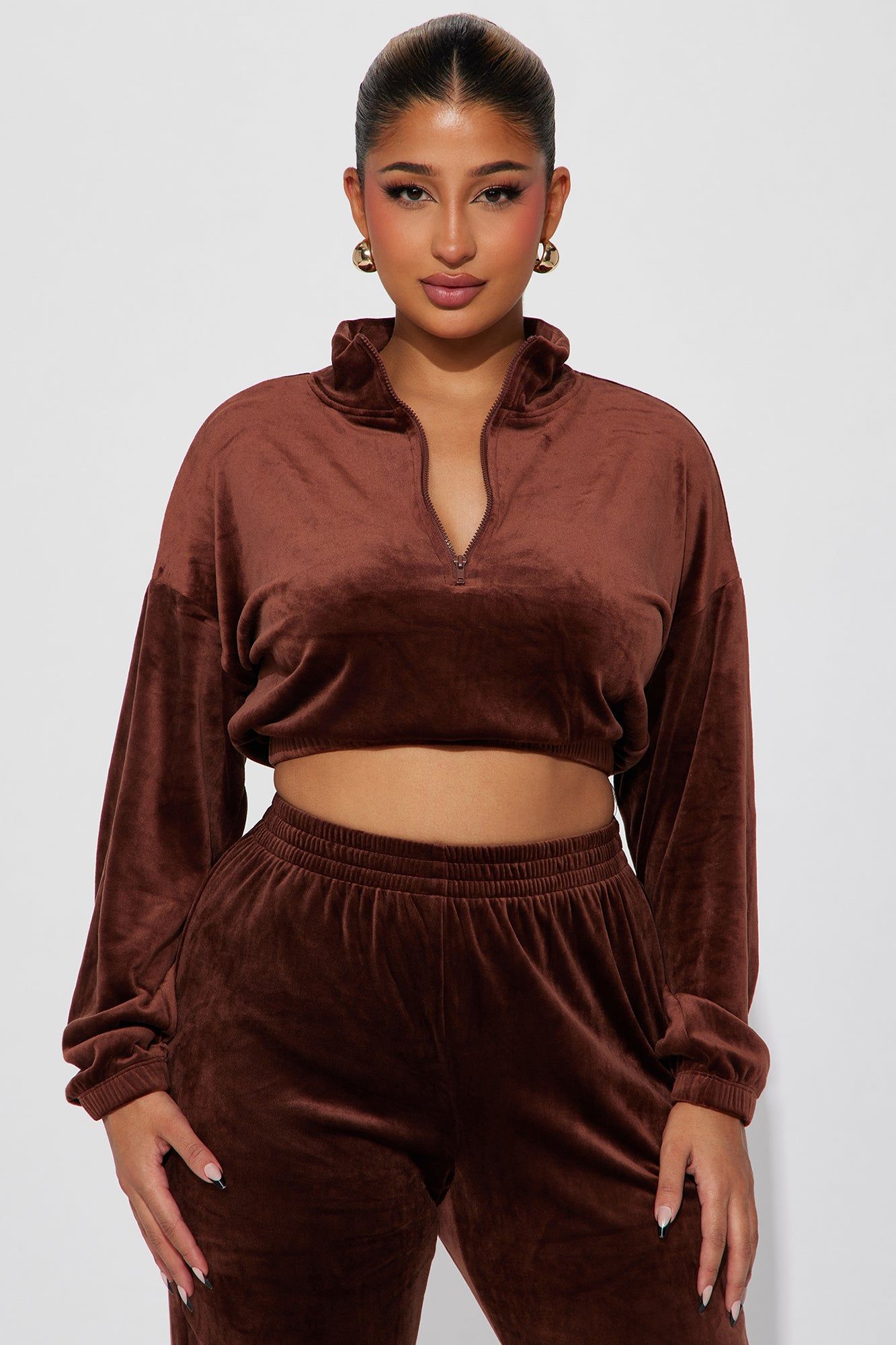 Soft Side Velour Jogger Set - Brown sold by Fashion Nova product image thumbnail 2