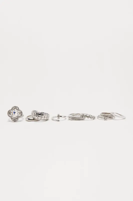 When In Rome 11 Piece Ring Set - Silver sold by Fashion Nova