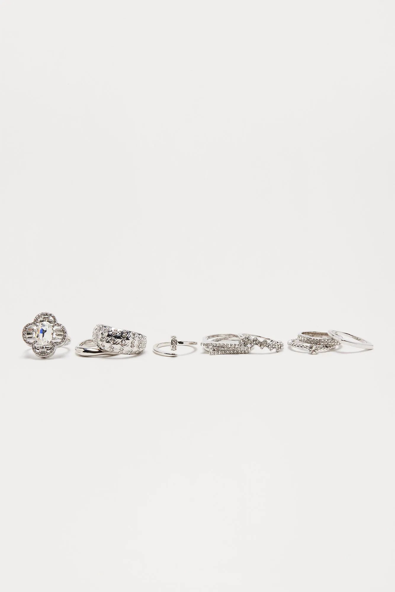 When In Rome 11 Piece Ring Set - Silver sold by Fashion Nova