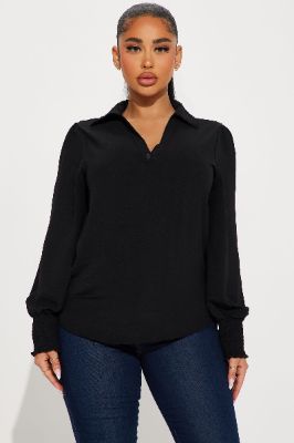 Enid Blouse Top - Black sold by Fashion Nova