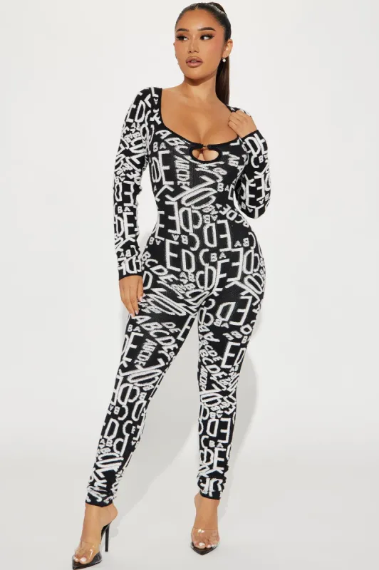 Gia Sweater Jumpsuit - Black/White sold by Fashion Nova