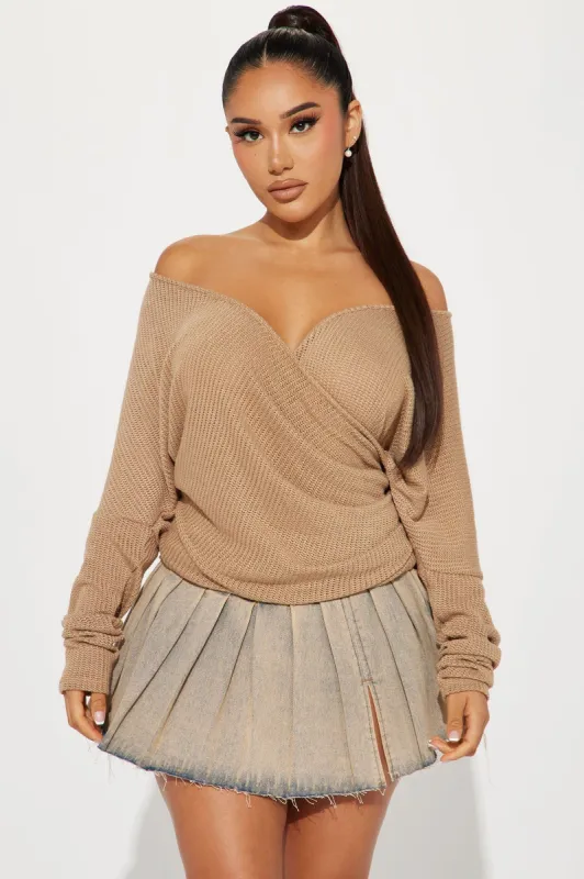 Elianna Wrap Top - Taupe sold by Fashion Nova