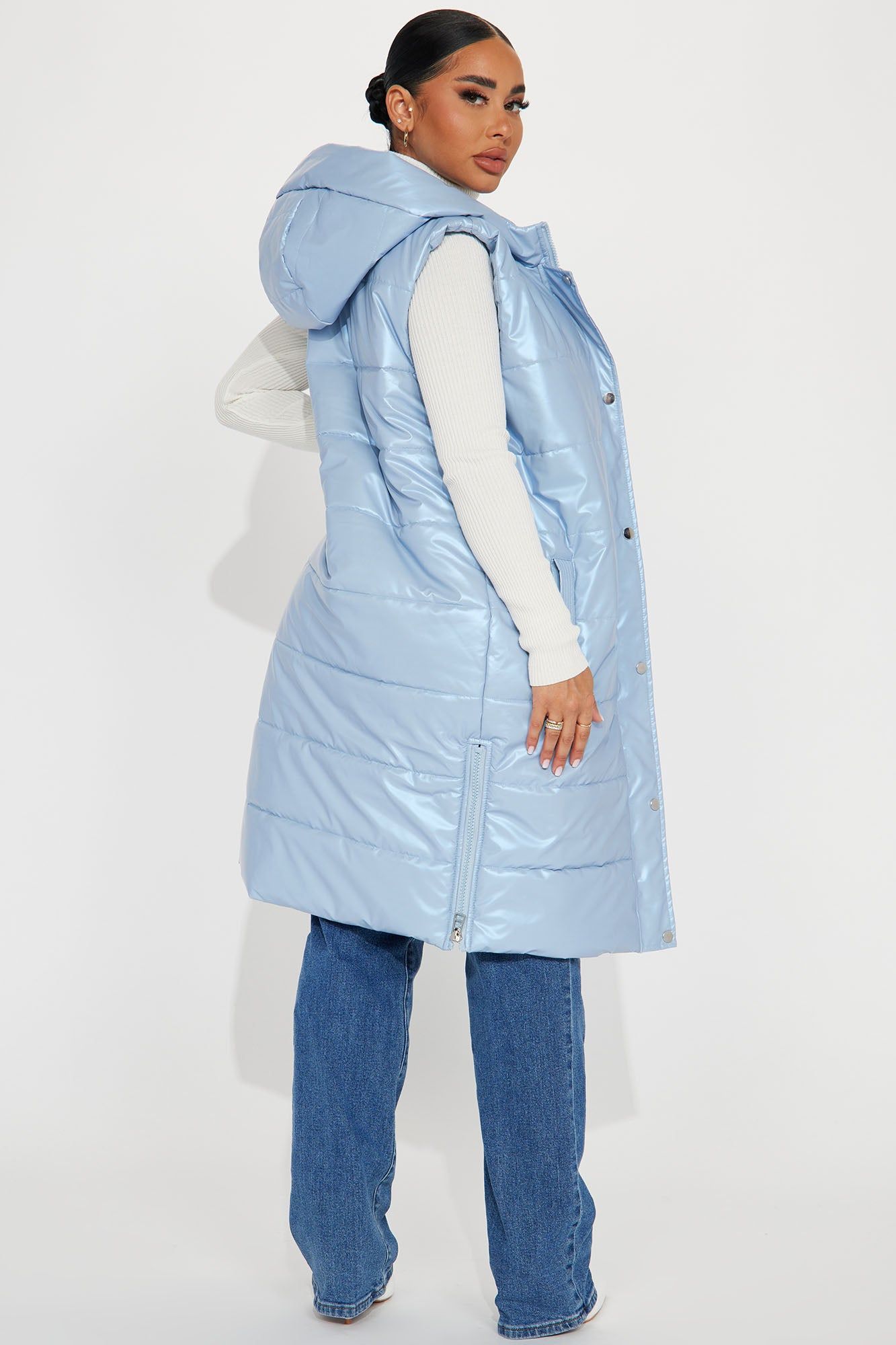 Diamond Girl Faux Leather Puffer Vest - Blue sold by Fashion Nova product image thumbnail 4