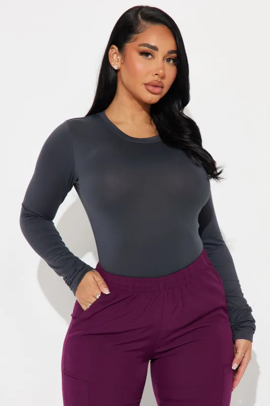 Stretch Uniform UnderScrub Shirt - Charcoal sold by Fashion Nova