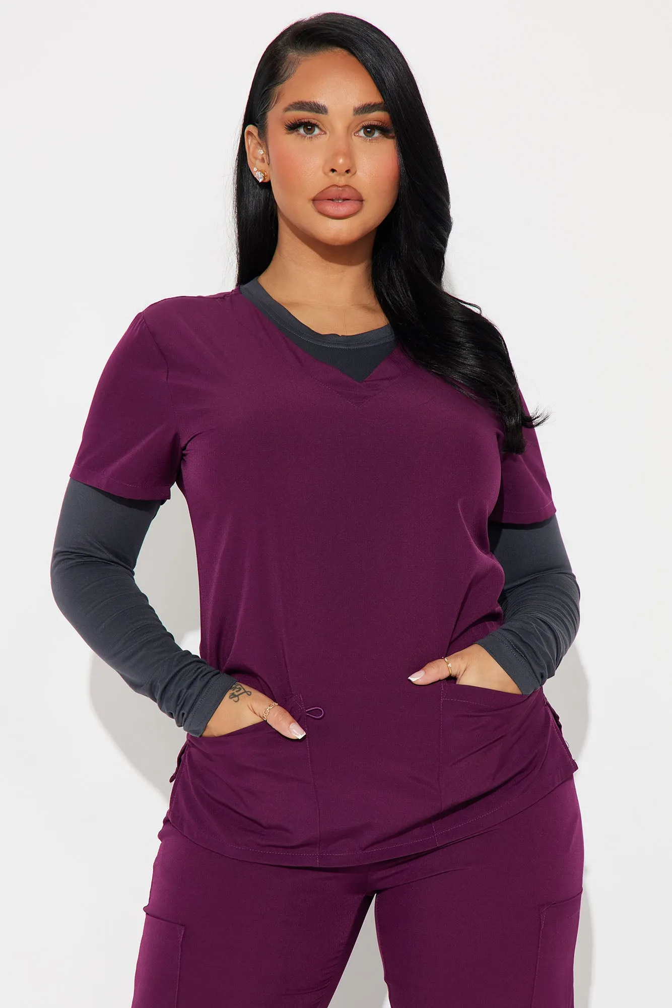 Stretch Uniform UnderScrub Shirt - Charcoal sold by Fashion Nova product image thumbnail 2