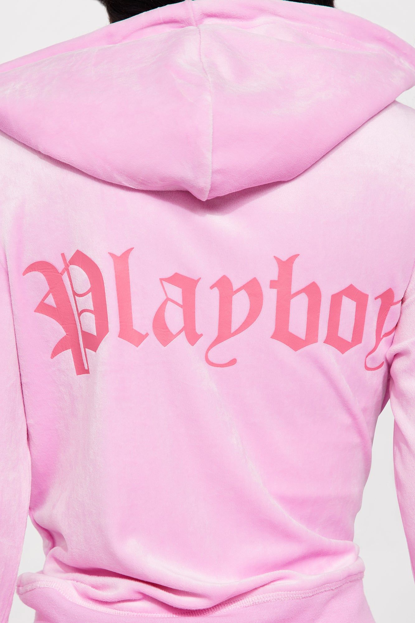 Velour Playboy Zip Font Hoodie - Pink sold by Fashion Nova product image thumbnail 4