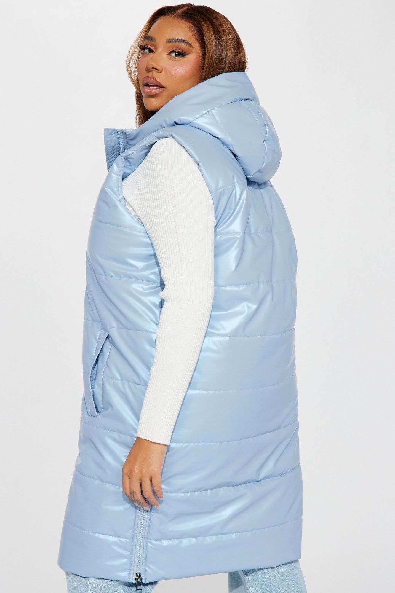 Diamond Girl Faux Leather Puffer Vest - Blue sold by Fashion Nova product image thumbnail 7