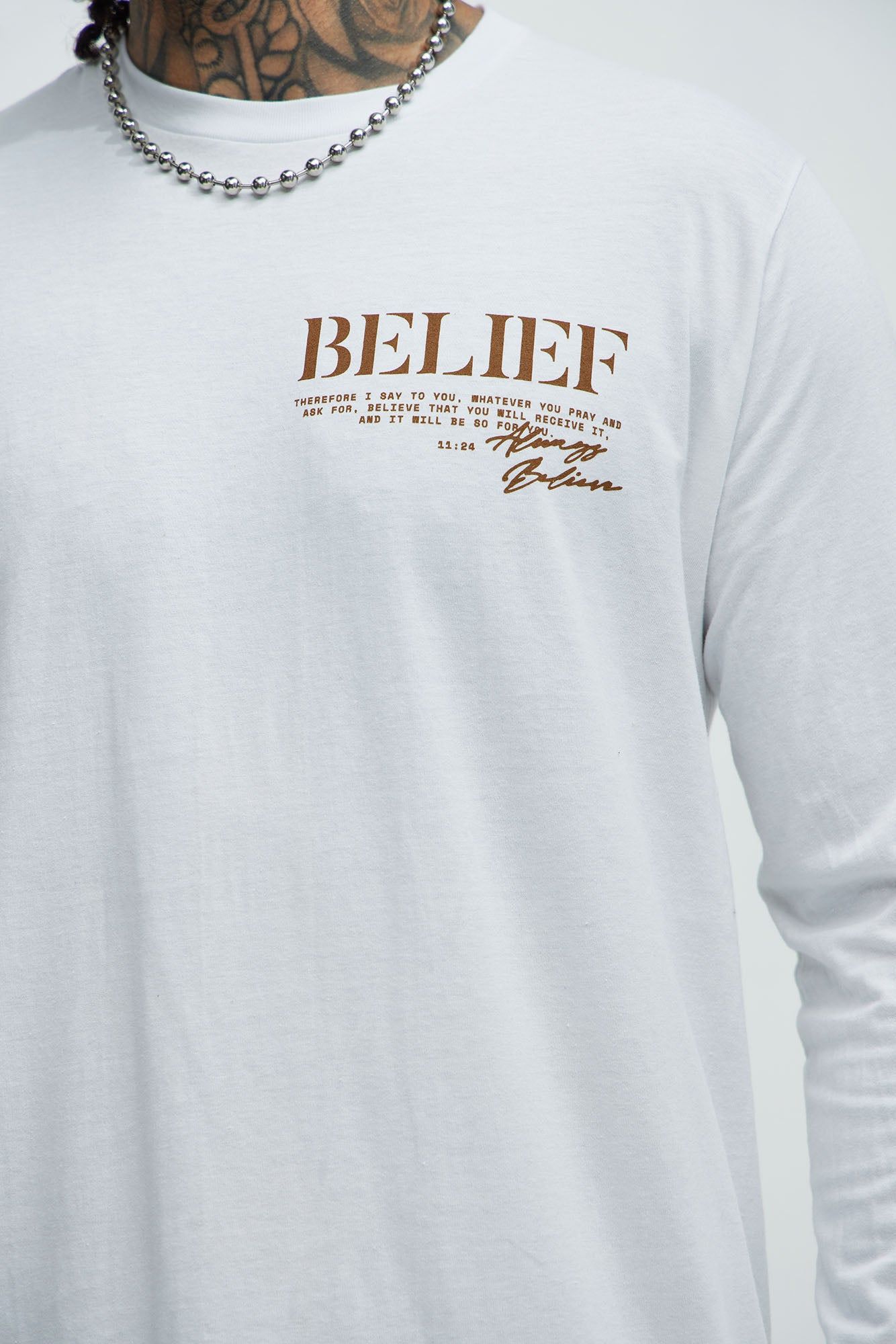 Always Believe Long Sleeve Tee - White sold by Fashion Nova product image thumbnail 3