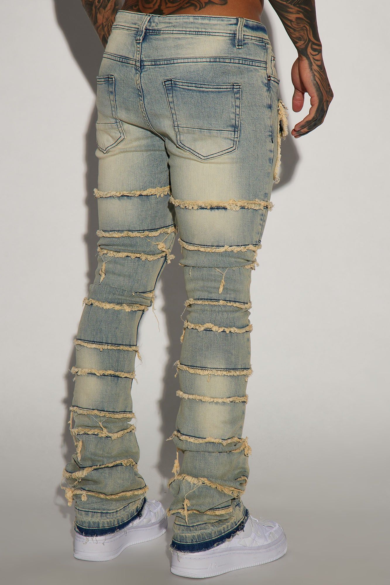 Keep It Going Fray Stacked Skinny Flare Jeans - Light Wash sold by Fashion Nova product image thumbnail 5