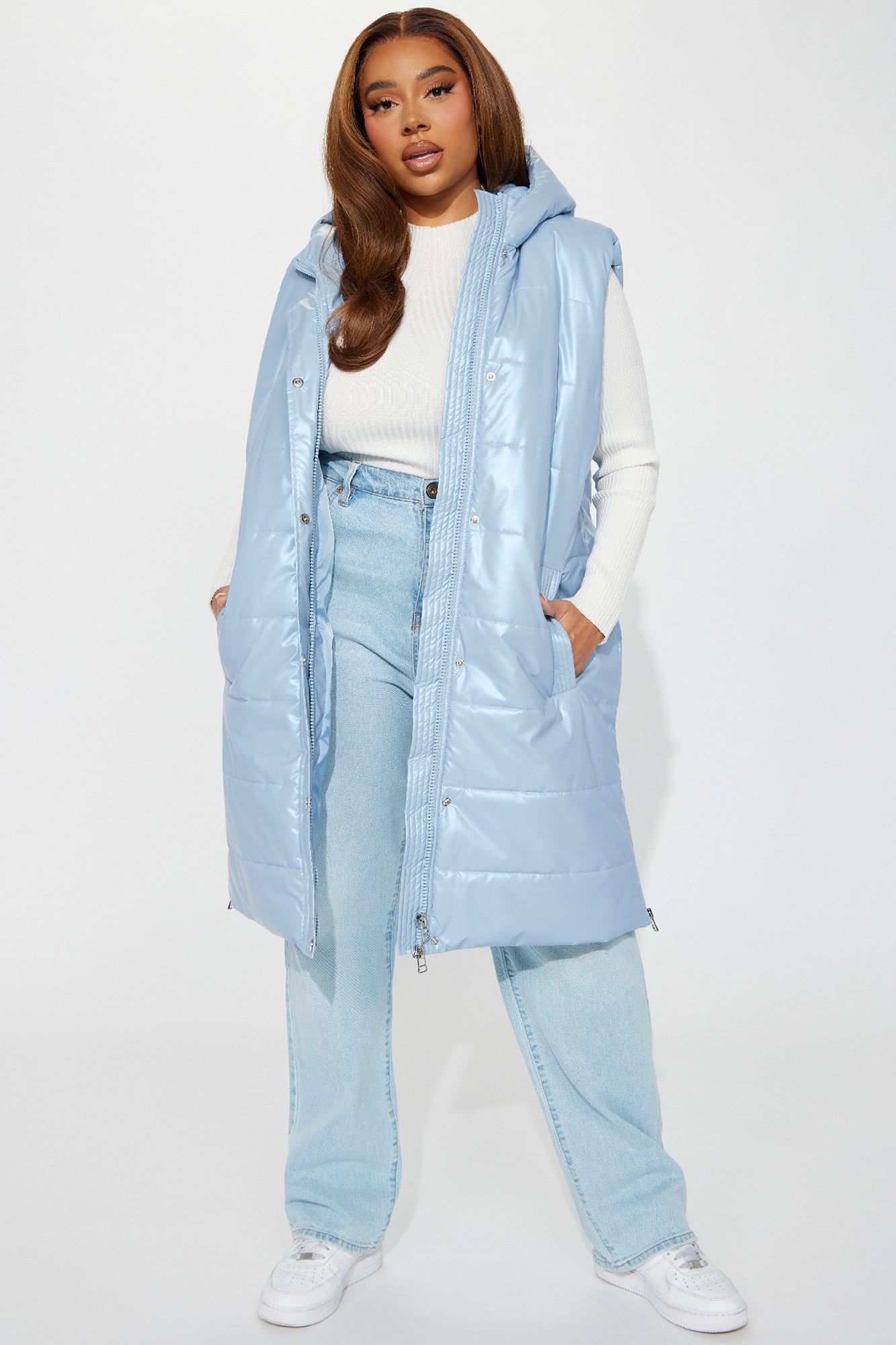 Diamond Girl Faux Leather Puffer Vest - Blue sold by Fashion Nova product image thumbnail 6