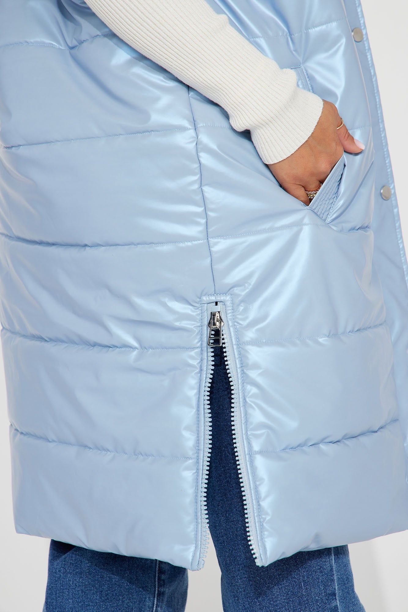 Diamond Girl Faux Leather Puffer Vest - Blue sold by Fashion Nova product image thumbnail 3
