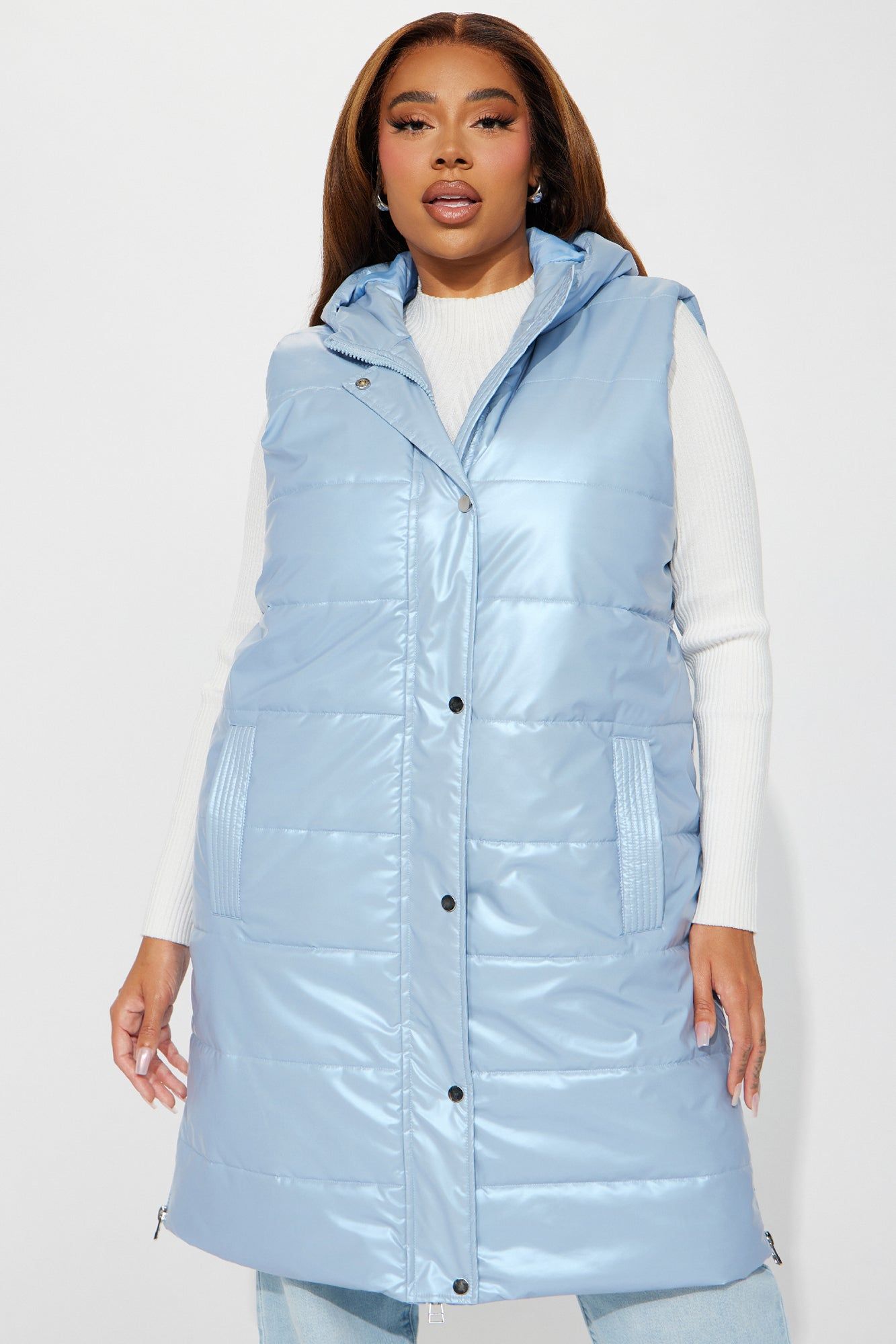 Diamond Girl Faux Leather Puffer Vest - Blue sold by Fashion Nova product image thumbnail 5