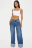 Unpredictable Cuffed Wide Leg Jeans - Medium Wash sold by Fashion Nova