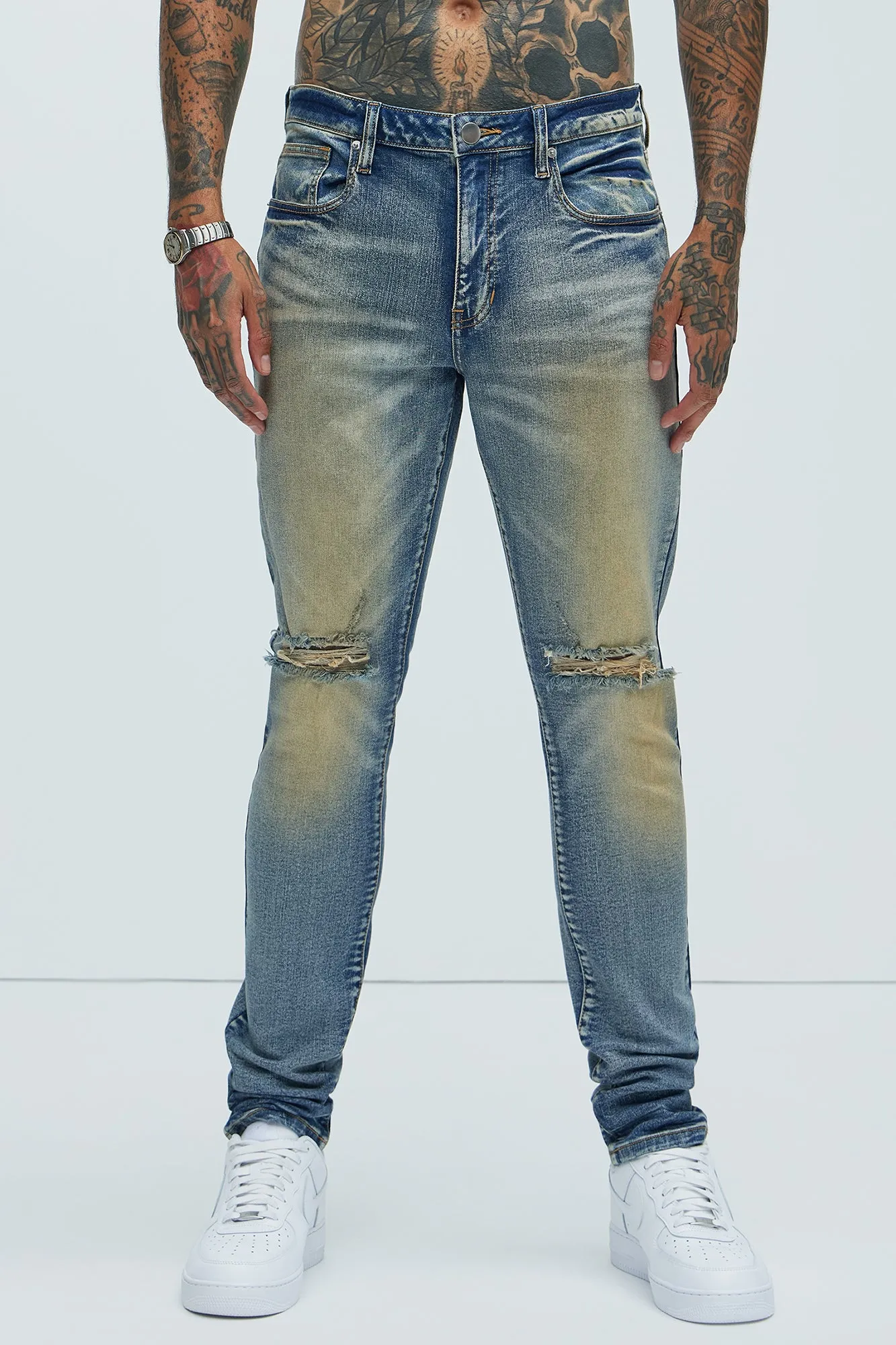 Marcin Stacked Skinny Jeans - Vintage Blue Wash sold by Fashion Nova product image thumbnail 3