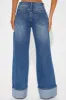 Unpredictable Cuffed Wide Leg Jeans - Medium Wash sold by Fashion Nova