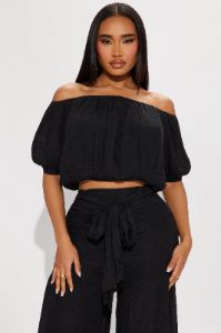 Take Me On A Vacay Pant Set - Black sold by Fashion Nova