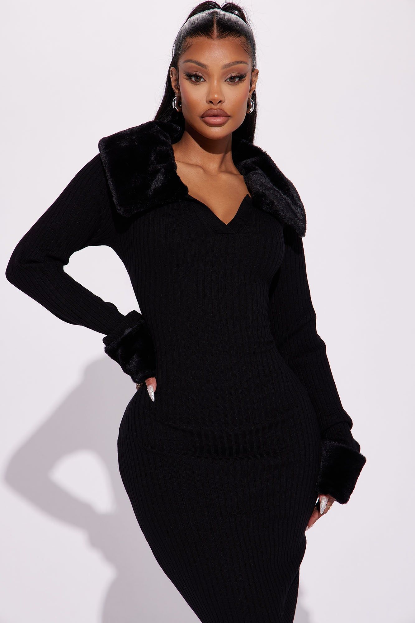 Majestic Elegance Collar Midi Dress - Black sold by Fashion Nova product image thumbnail 2