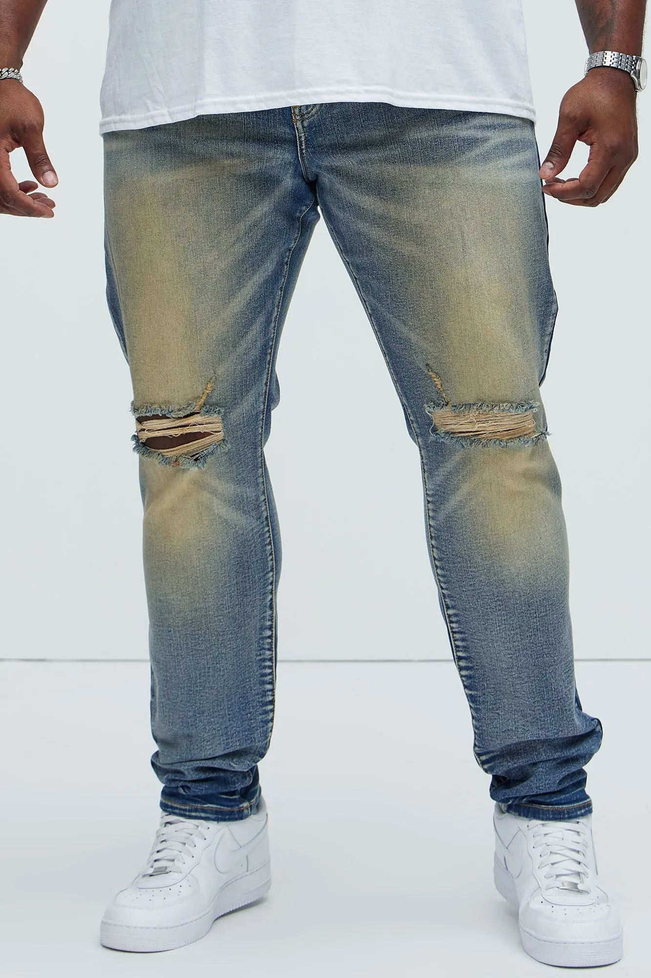 Marcin Stacked Skinny Jeans - Vintage Blue Wash sold by Fashion Nova product image thumbnail 5