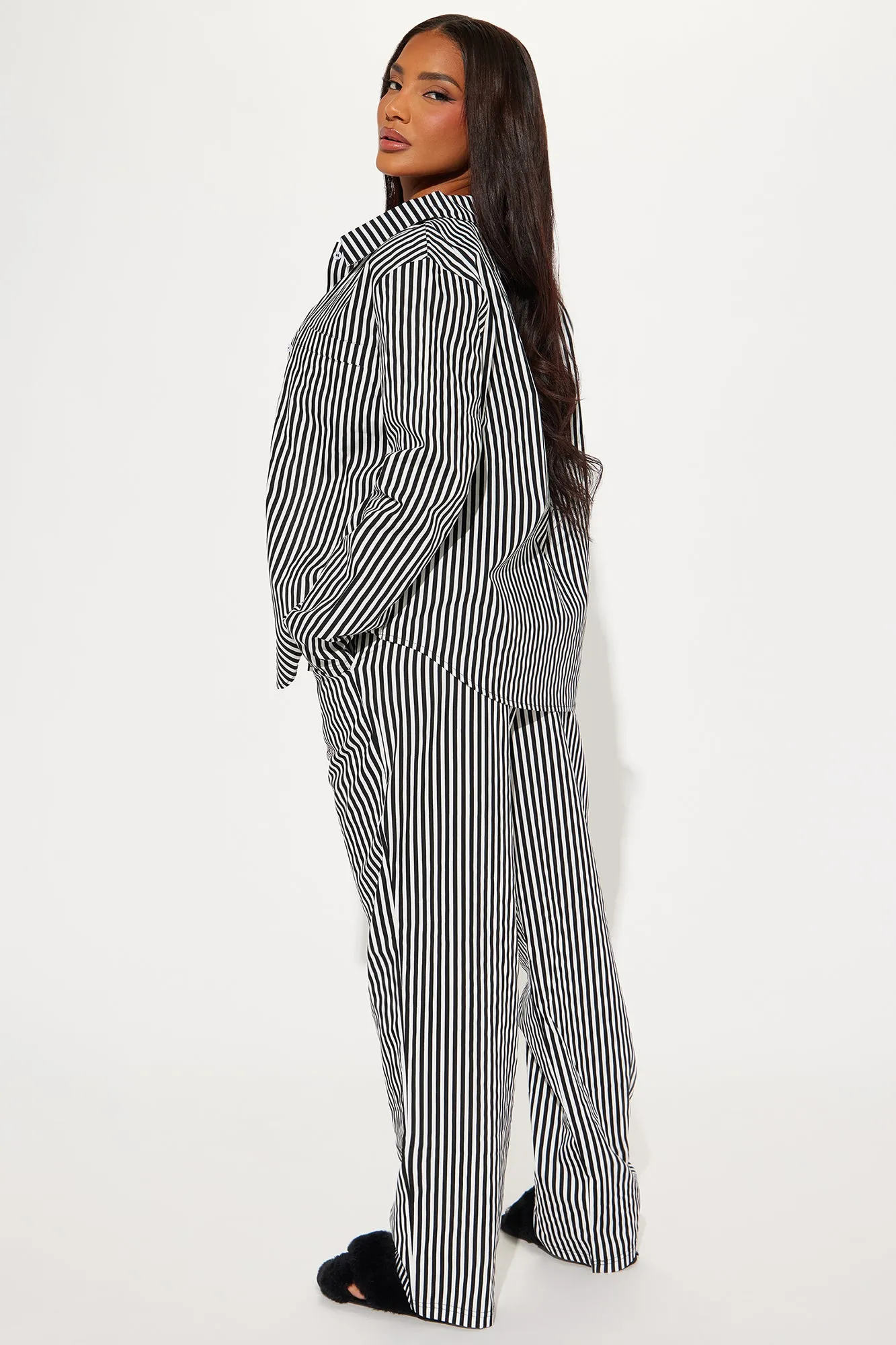 Chill Era 3 Piece Poplin PJ Pant Set - Black/White sold by Fashion Nova product image thumbnail 3