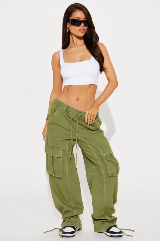 Portland Washed Cargo Pant - Olive sold by Fashion Nova
