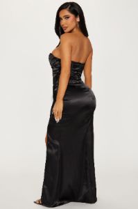 Evening Plans Satin Maxi Dress - Black sold by Fashion Nova