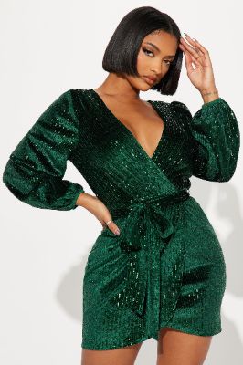 Ava Sequin Mini Dress - Hunter made by Fashion Nova