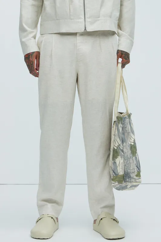 Bahamas Pleated Linen Trousers - Oatmeal sold by Fashion Nova