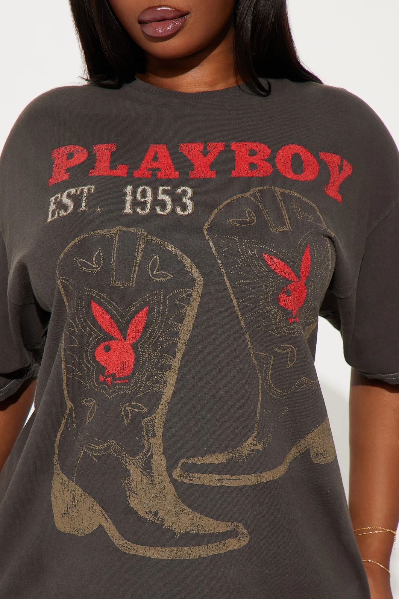 Playboy Cowgirl Charm Washed Tee - Black/combo sold by Fashion Nova product image thumbnail 5
