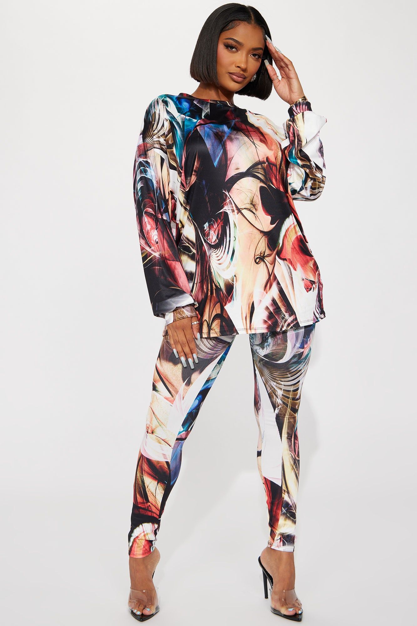 Art Moment Legging Set - Orange/combo sold by Fashion Nova