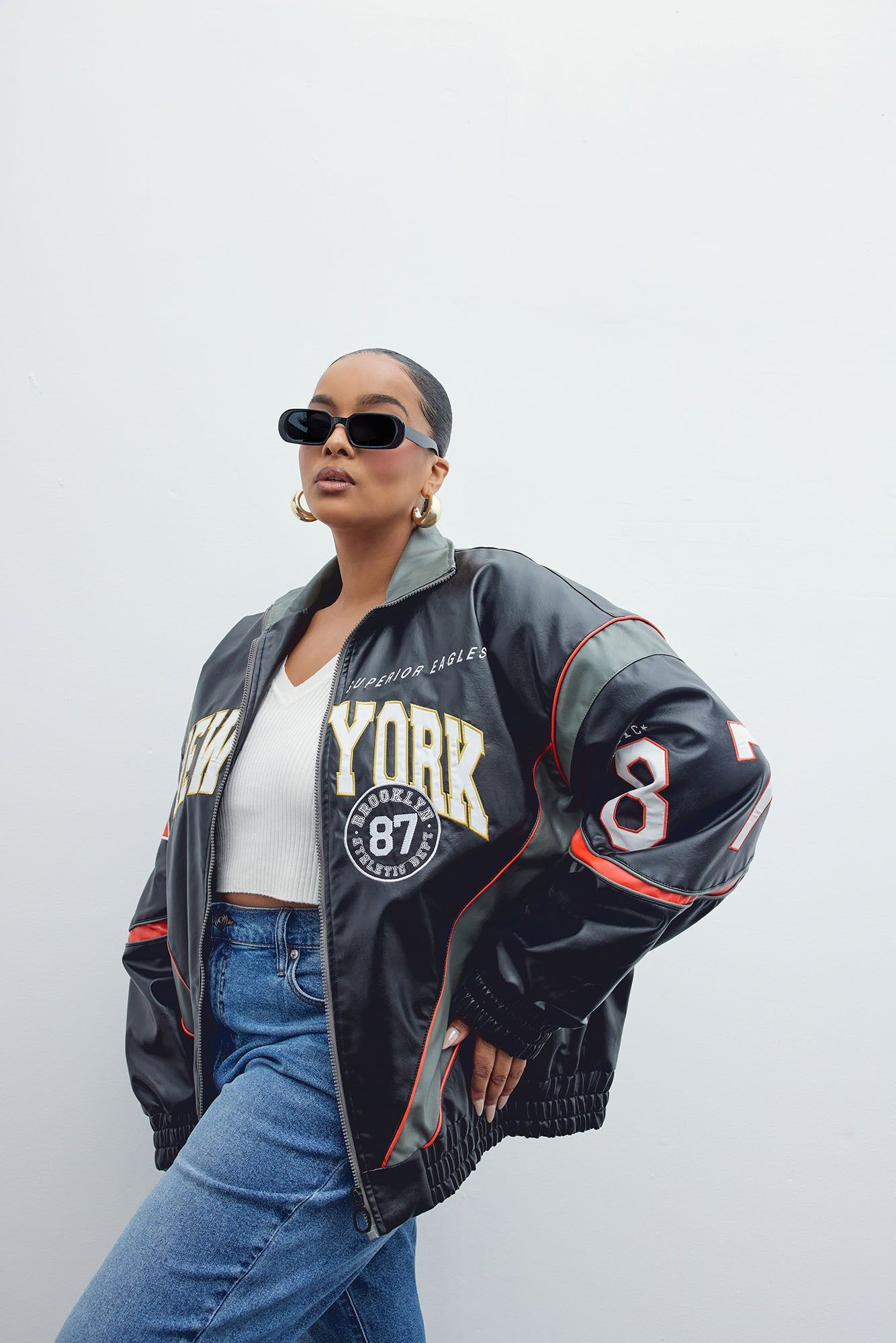 Baller Shot Caller Bomber Jacket - Black/combo sold by Fashion Nova product image thumbnail 8