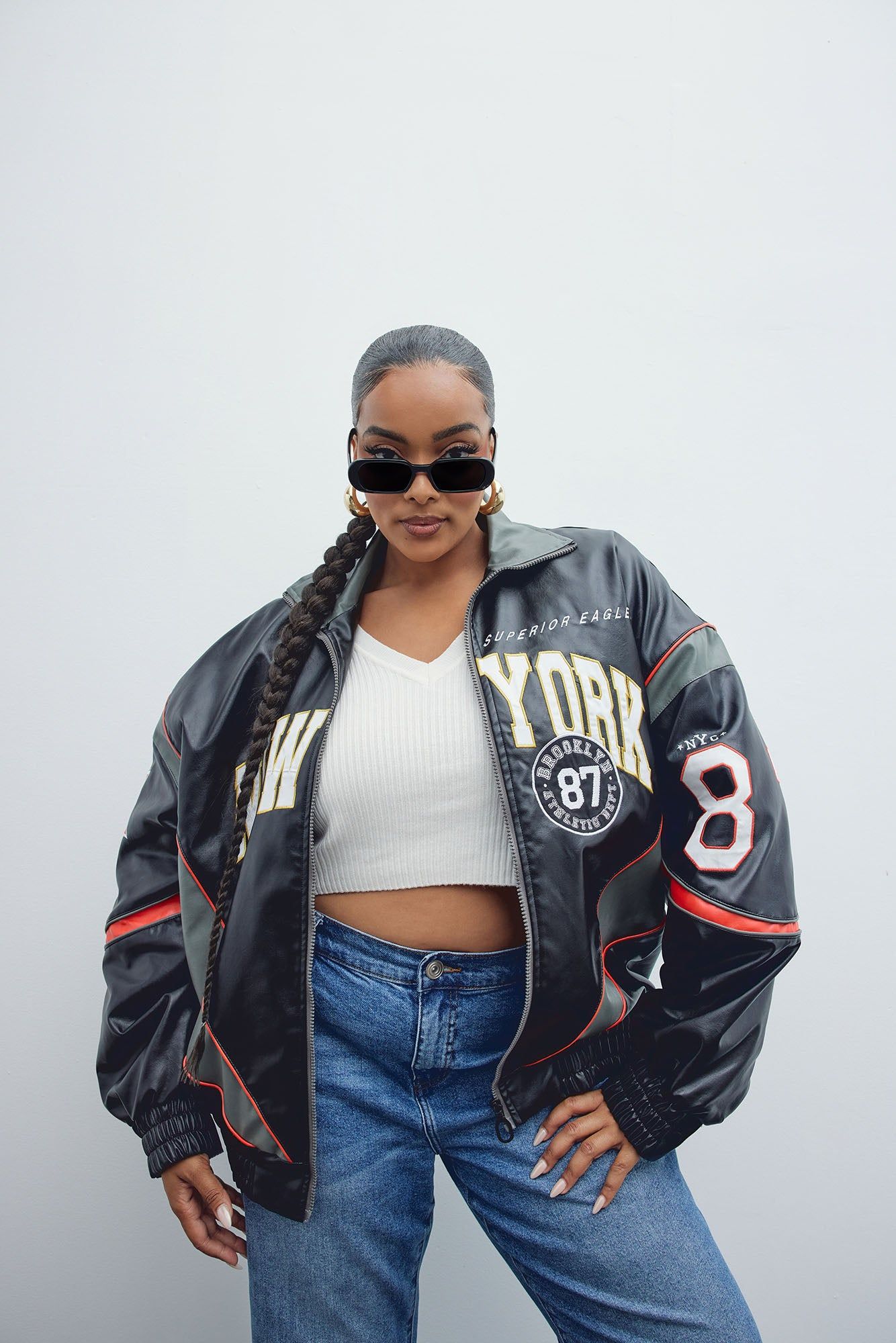 Baller Shot Caller Bomber Jacket - Black/combo sold by Fashion Nova product image thumbnail 6