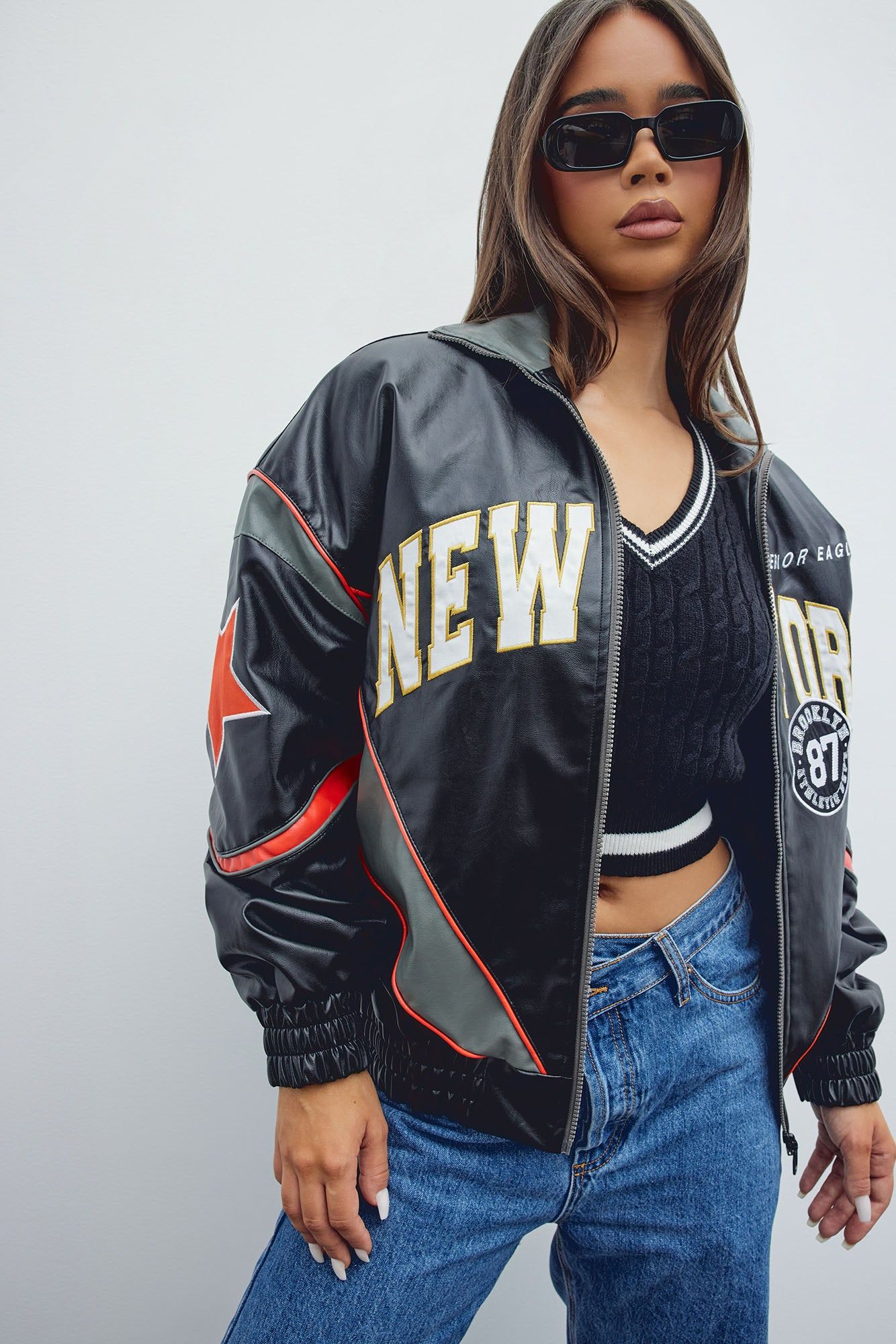 Baller Shot Caller Bomber Jacket - Black/combo sold by Fashion Nova product image thumbnail 3