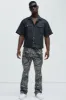 All Over Print Stacked Twill Flare Pant - Grey/combo sold by Fashion Nova