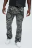 All Over Print Stacked Twill Flare Pant - Grey/combo sold by Fashion Nova