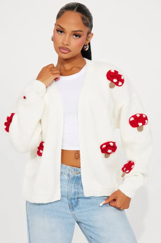 Happy Feel Mushroom Cardigan - Ivory/combo sold by Fashion Nova